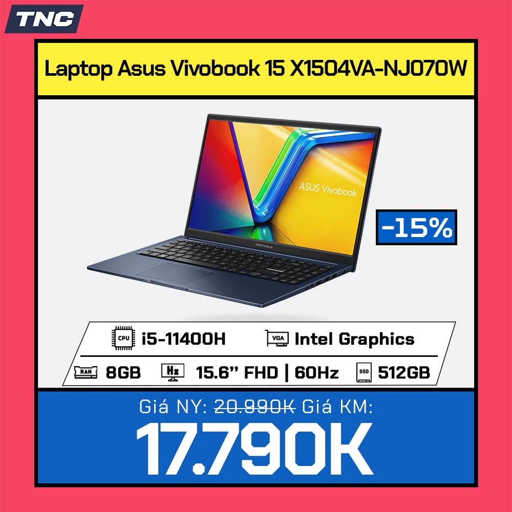 Laptop Asus Vivobook 15 X1504VA-NJ070W i5-1335U/ 16GB/ 512GB/ 15.6 inch FHD/ Win 11